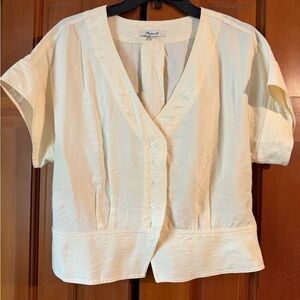 Madewell Ivory Short Sleeve Blouse